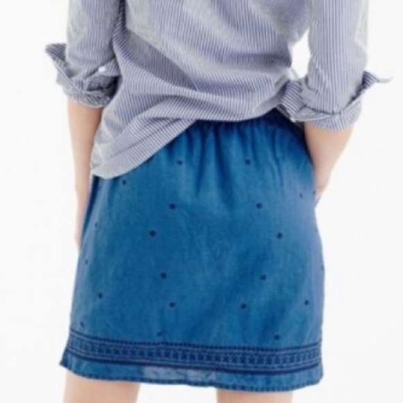 J Crew embroidered drawstring chambray mini skirt - Picture 2 of 4